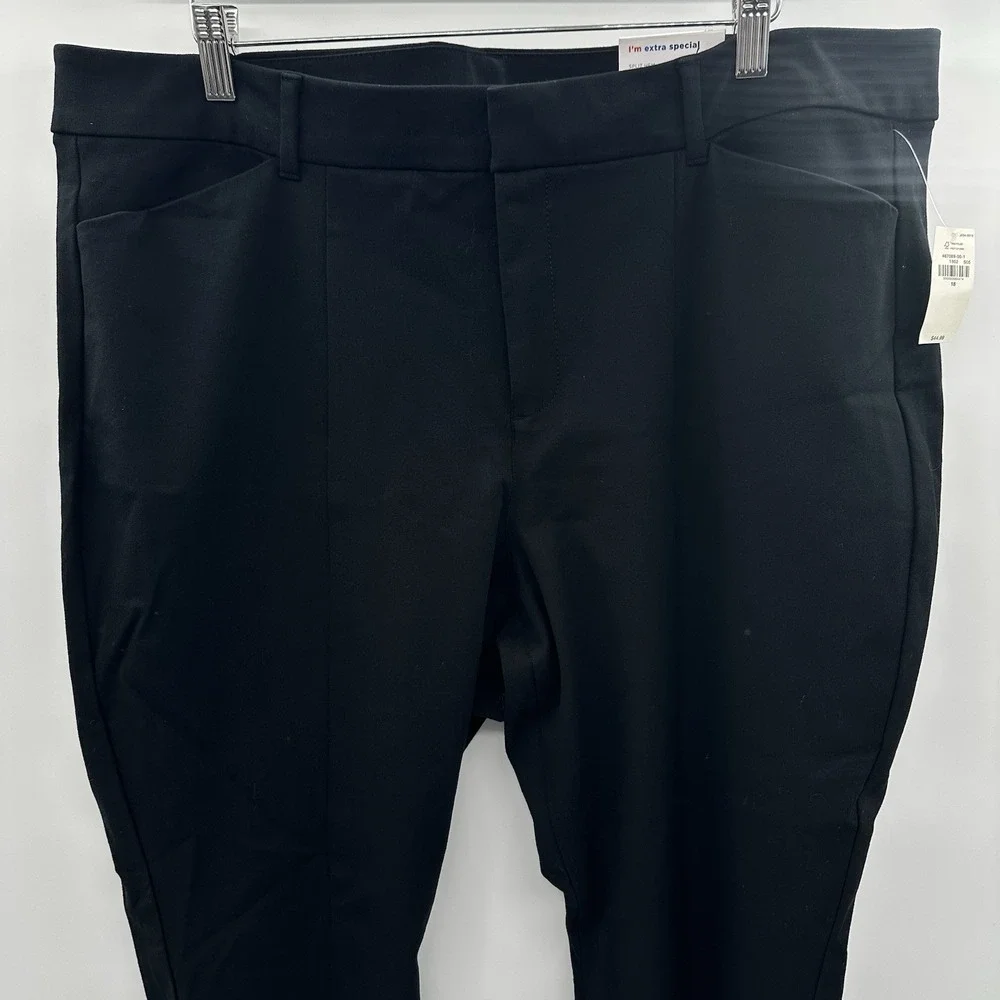 Old Navy High Rise Pixie Split Hem Full Length Pants Womens 18 Black Stretch NWT